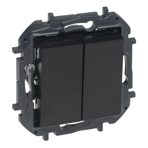 Выключатель 2-клавишный Legrand 863505B NILOE STEP Вимикач двоклавішний 10А автоматичні клеми