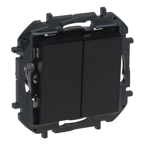 Переключатель проходной 2-клавишный Legrand 863508B NILOE STEP Перемикач двоклавішний 10А автоматичні клеми