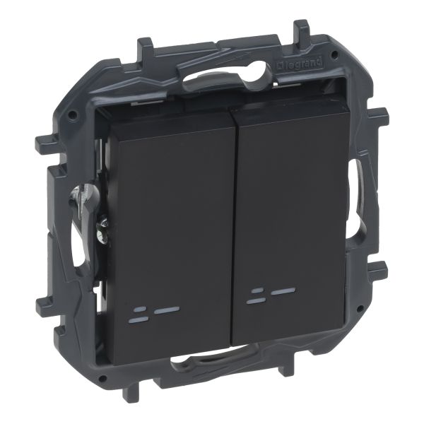 Выключатель 2-клавишный Legrand 863515B NILOE STEP Вимикач двоклавішний з підсвіткою 10А автоматичні клеми