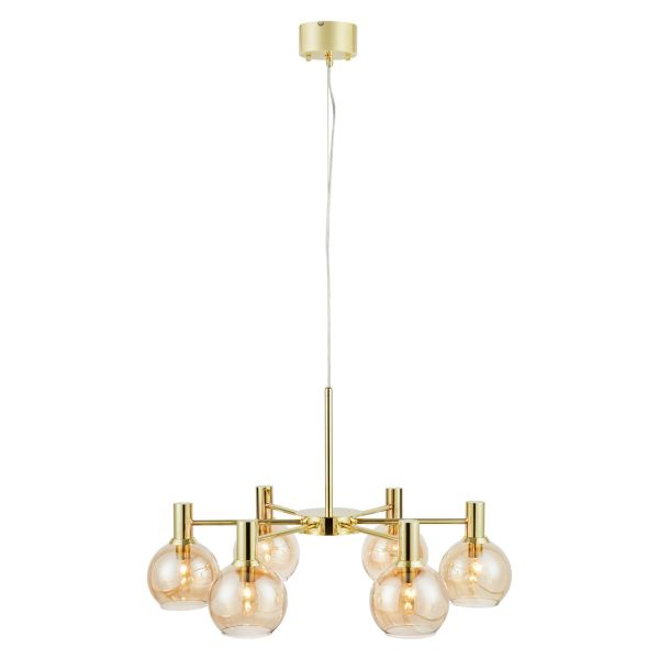 Люстра Markslojd 109153 AMBRA Pendant 6L Brass/Amber
