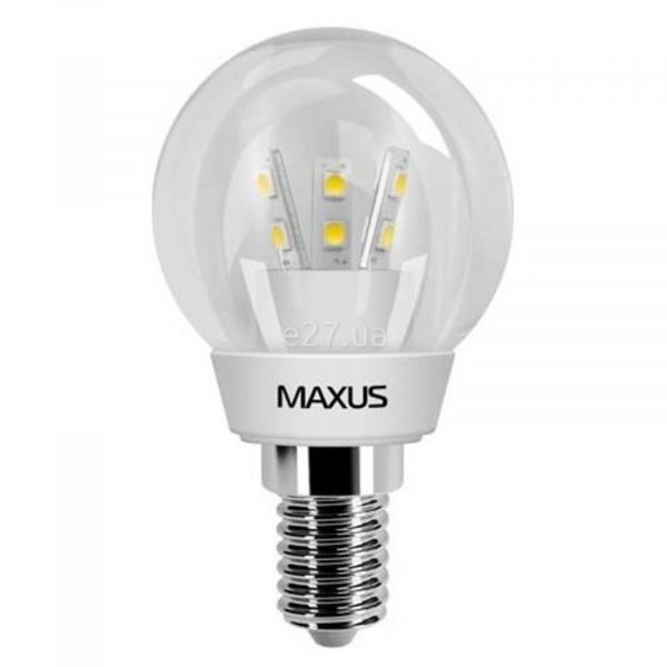 Лампа светодиодная Maxus 1-LED-259 мощностью 3W. Типоразмер — G45 с цоколем E14, температура цвета — 3000K