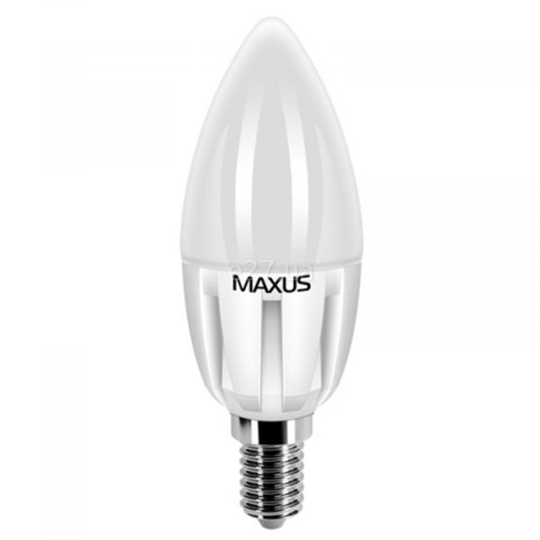 Лампа світлодіодна Maxus 1-LED-283 потужністю 5W. Типорозмір — C37 з цоколем E14, температура кольору — 3000K