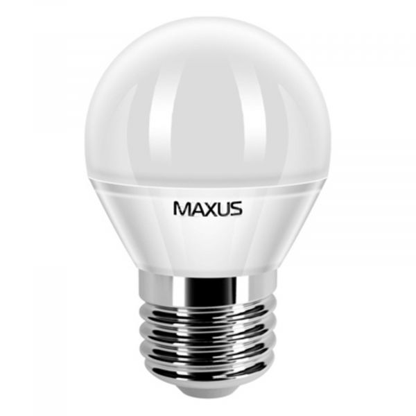 Лампа светодиодная Maxus 1-LED-365 мощностью 5W. Типоразмер — G45 с цоколем E27, температура цвета — 3000K