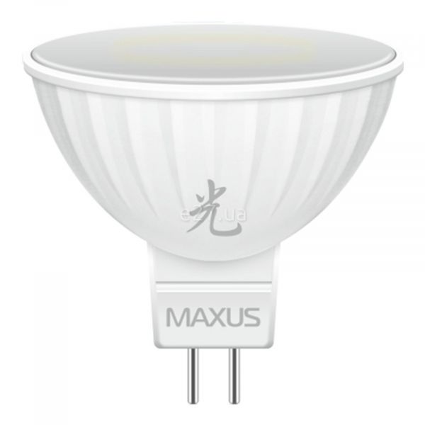 Лампа світлодіодна Maxus 1-LED-400-01 потужністю 5W з серії Sakura. Типорозмір — MR16 з цоколем GU5.3, температура кольору — 4100K