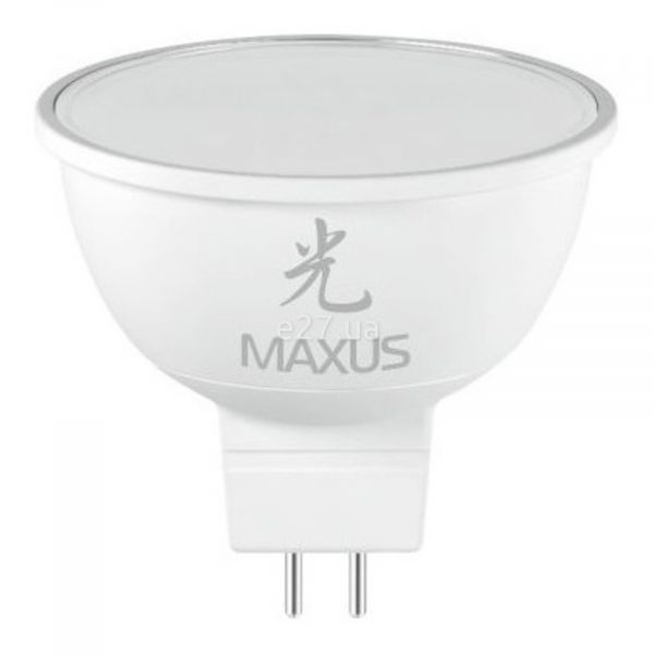 Лампа світлодіодна Maxus 1-LED-400 потужністю 5W з серії Sakura. Типорозмір — MR16 з цоколем GU5.3, температура кольору — 5000K