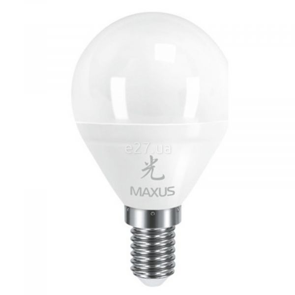 Лампа світлодіодна Maxus 1-LED-439 потужністю 5W з серії Sakura. Типорозмір — G45 з цоколем E14, температура кольору — 3000K