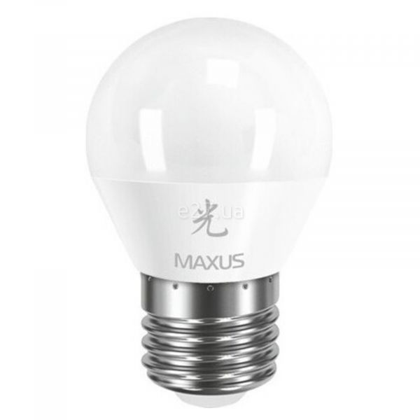 Лампа світлодіодна Maxus 1-LED-440 потужністю 5W з серії Sakura. Типорозмір — G45 з цоколем E27, температура кольору — 4100K