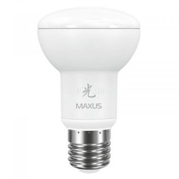 Лампа світлодіодна Maxus 1-LED-450 потужністю 7W з серії Sakura. Типорозмір — R63 з цоколем E27, температура кольору — 5000K