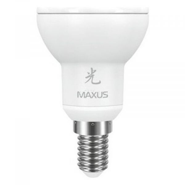Лампа светодиодная Maxus 1-LED-452 мощностью 5W из серии Sakura. Типоразмер — R50 с цоколем E14, температура цвета — 5000K
