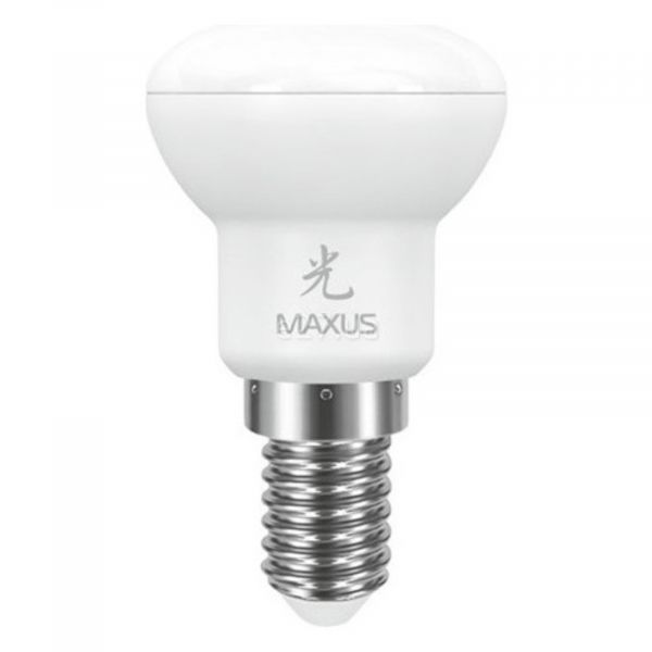 Лампа світлодіодна Maxus 1-LED-453 потужністю 3.5W з серії Sakura. Типорозмір — R39 з цоколем E14, температура кольору — 3000K