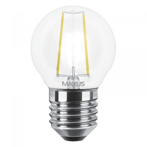 Лампа світлодіодна Maxus 1-LED-545 потужністю 4W з серії Filament. Типорозмір — G45 з цоколем E27, температура кольору — 3000K