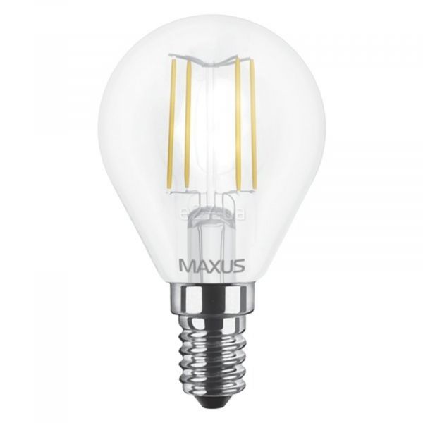 Лампа светодиодная Maxus 1-LED-547-01 мощностью 4W. Типоразмер — G45 с цоколем E14, температура цвета — 3000K