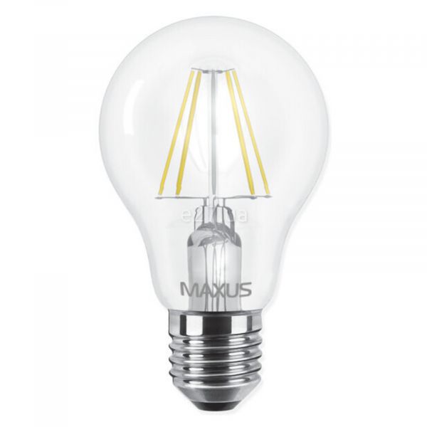 Лампа світлодіодна Maxus 1-LED-565 потужністю 8W з серії Filament. Типорозмір — A60 з цоколем E27, температура кольору — 3000K