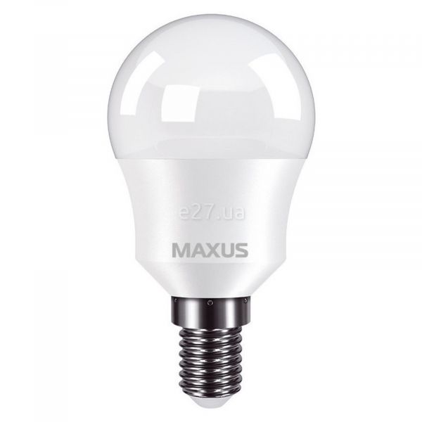 Лампа світлодіодна Maxus 1-LED-749 потужністю 8W. Типорозмір — G45 з цоколем E14, температура кольору — 3000K