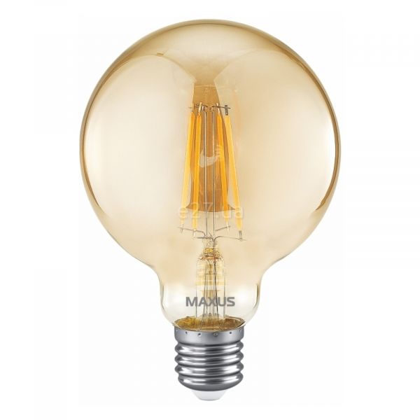 Лампа светодиодная Maxus 1-MFM-7095 мощностью 7W из серии Filament. Типоразмер — G95 с цоколем E27, температура цвета — 2700K