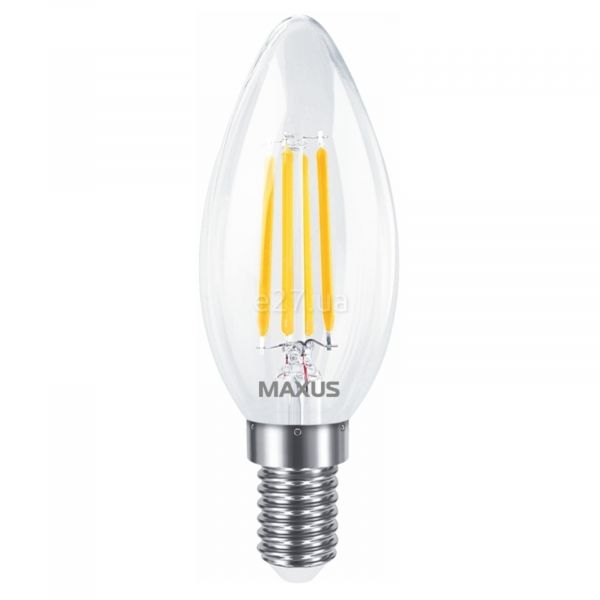 Лампа светодиодная Maxus 1-MFM-733 мощностью 7W из серии Filament. Типоразмер — C37 с цоколем E14, температура цвета — 2700K