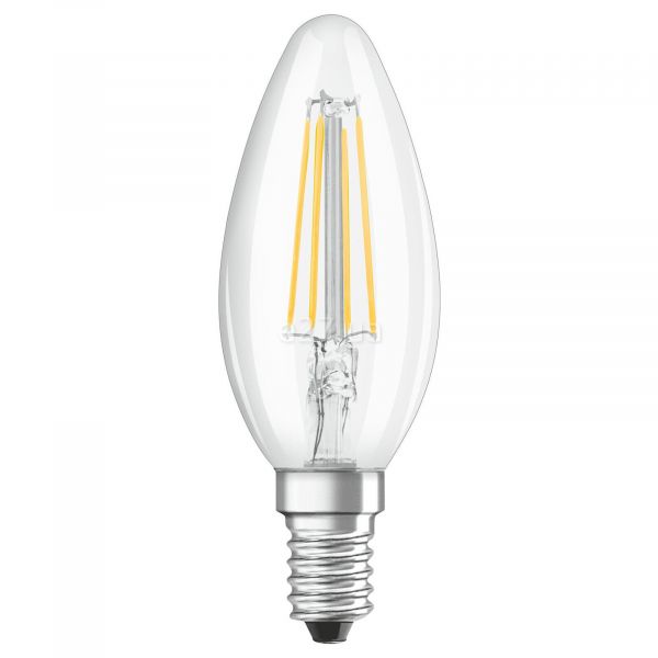 Лампа светодиодная Osram 4058075068353 мощностью 4W из серии LED Star Filament. Типоразмер — B35 с цоколем E14, температура цвета — 2700K