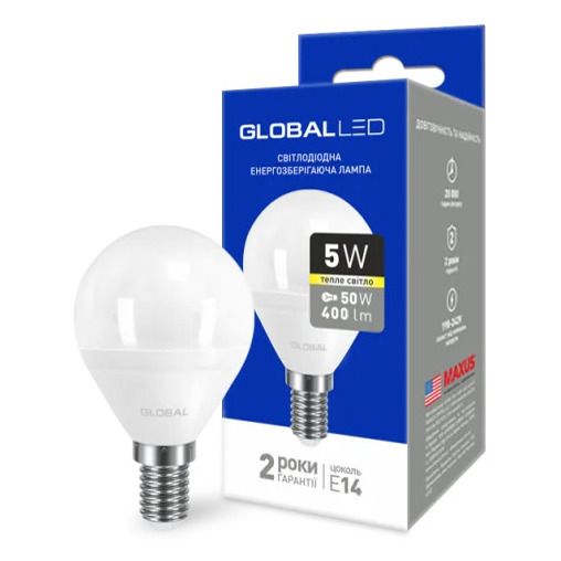 Лампа світлодіодна Outlet Global 1-GBL-143 потужністю 5W з цоколем E14, температура кольору — 3000K