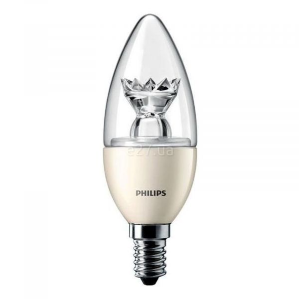 Лампа світлодіодна Philips 929000271802 потужністю 6W з серії Master LEDcandle. Типорозмір — B39 з цоколем E14, температура кольору — 2700K