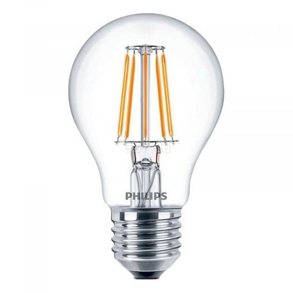 Лампа світлодіодна Philips 929001180407 потужністю 4.3W з серії LED Filament. Типорозмір — A60 з цоколем E27, температура кольору — 2700K