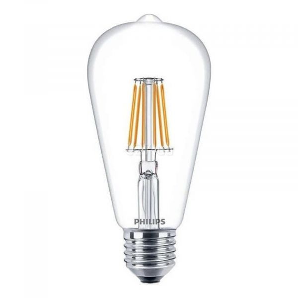 Лампа світлодіодна Philips 929001190408 потужністю 4.3W з серії LED Filament. Типорозмір — ST64 з цоколем E27, температура кольору — 2700K