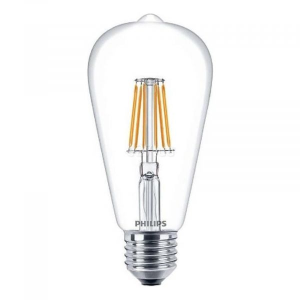 Лампа світлодіодна Philips 929001190808 потужністю 7.5W з серії LED Filament. Типорозмір — ST64 з цоколем E27, температура кольору — 2700K