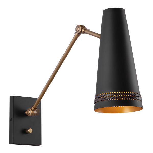 Бра Quintiesse QN-BRICKELL-1WB-MBHL Alora Brickell Brickell 1 lt Adjustable Wall Light Matte Black