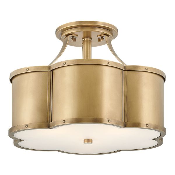 Люстра Quintiesse QN-CHANCE-SF-M-HB Hinkley Chance Chance 3 lt Medium Semi-Flush Heritage Brass