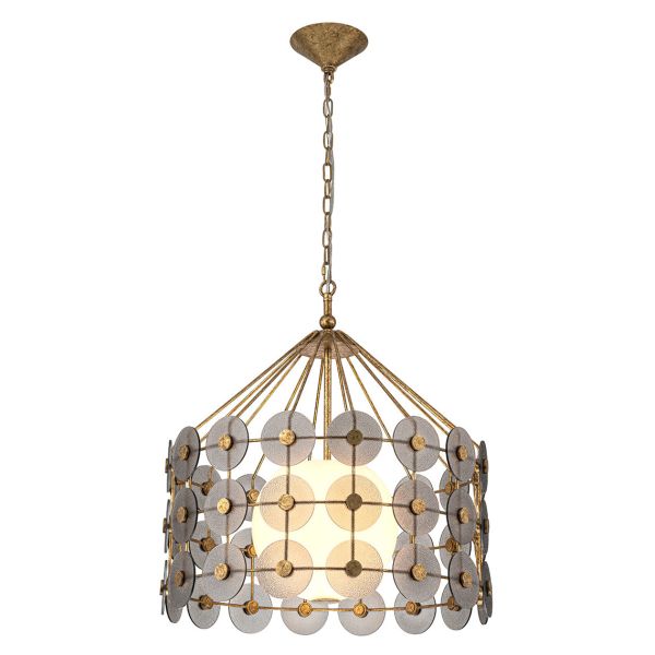 Підвісний світильник Quintiesse QN-MERIDIAN-3P-DG Meridian 3 lt Pendant Distressed Gold & Smoked Glass