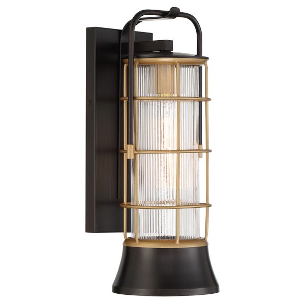 Бра Quintiesse QN-RIVAMAR-M-BLK-GD Eurofase Rivamar Rivamar 1 Lt Outdoor Wall Light Medium Black and Gold