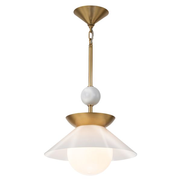 Підвісний світильник Quintiesse QN-SAUCER-1P-M-AB-OPAL Saucer 1 lt Medium Pendant Aged Brass