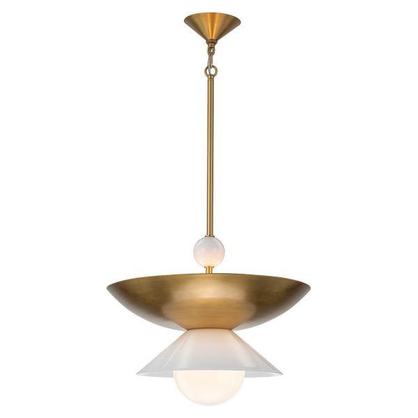Підвісний світильник Quintiesse QN-SAUCER-4P-L-AB-OPAL Saucer 4 lt Large Pendant Aged Brass