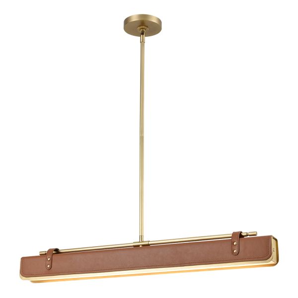 Підвісний світильник Quintiesse QN-VALISE-LP80-VBS-CL Alora Valise Valise LED Linear Pendant Vintage Brass/Cognac Leather