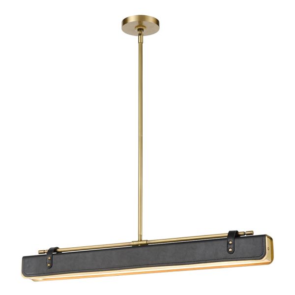 Підвісний світильник Quintiesse QN-VALISE-LP80-VBS-TL Alora Valise Valise LED Linear Pendant Vintage Brass/Tuxedo Leather