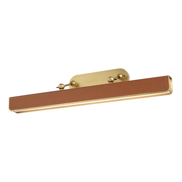 Подсветка для картин Quintiesse QN-VALISE-PL-L-VBS-CL Alora Valise Valise Picture Large LED Picture Light Vintage Brass/Cognac Leather