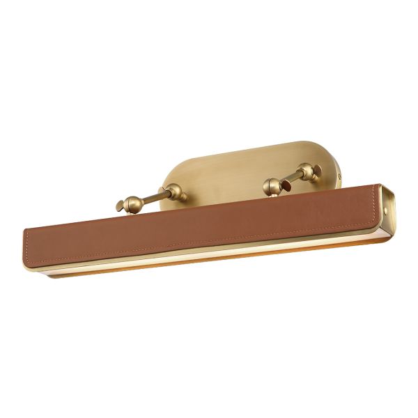 Подсветка для картин Quintiesse QN-VALISE-PL-M-VBS-CL Alora Valise Valise Picture Medium LED Picture Light Vintage Brass/Cognac Leather