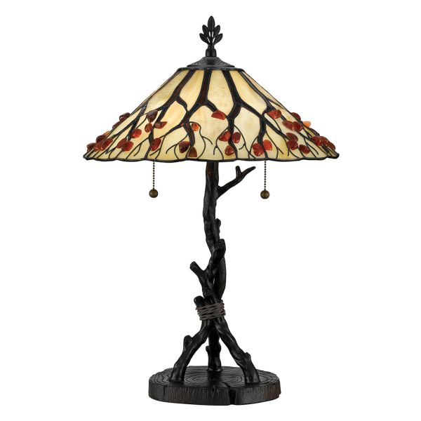 Настільна лампа Quoizel QZ-WHISPERING-TL-VB Whispering 2 lt Valiant Bronze/Art Glass