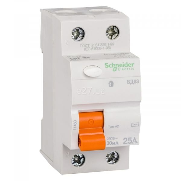 Выключатель дифференциального тока, УЗО Schneider Electric 11450 Домовой ВД63