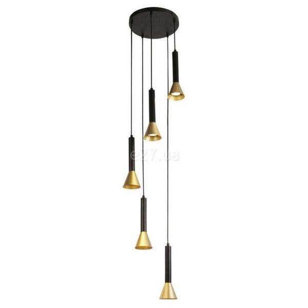 Подвесной светильник Searchlight 13611-5BGO Signal 5Lt Multi-Drop - Black & Gold Metal