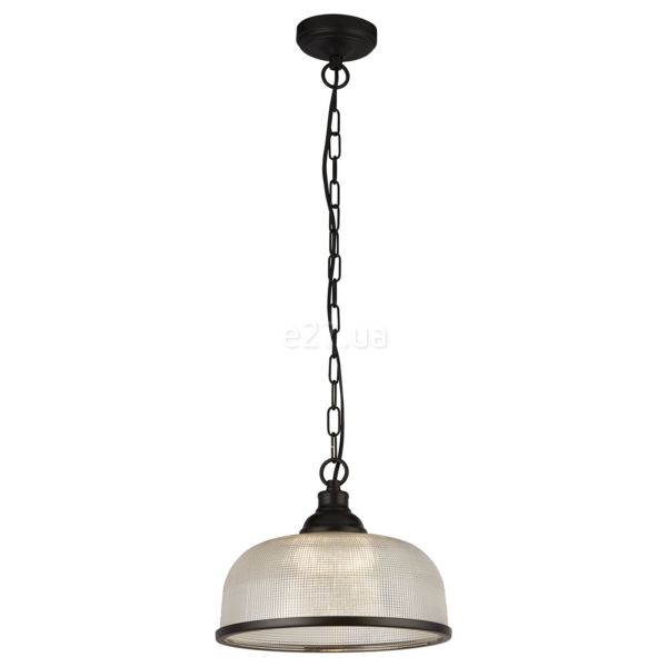 Подвесной светильник Searchlight 1682BK Highworth Pendant - Matt Black Metal & Holophane Style Glass