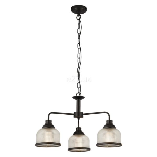 Люстра Searchlight 1683-3BK Highworth 3Lt Pendant - Black Metal & Holophane Style Glass