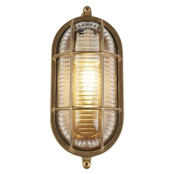 Настінний світильник Searchlight 20361PB Bulkhead Outdoor Light - Solid Brass, IP64