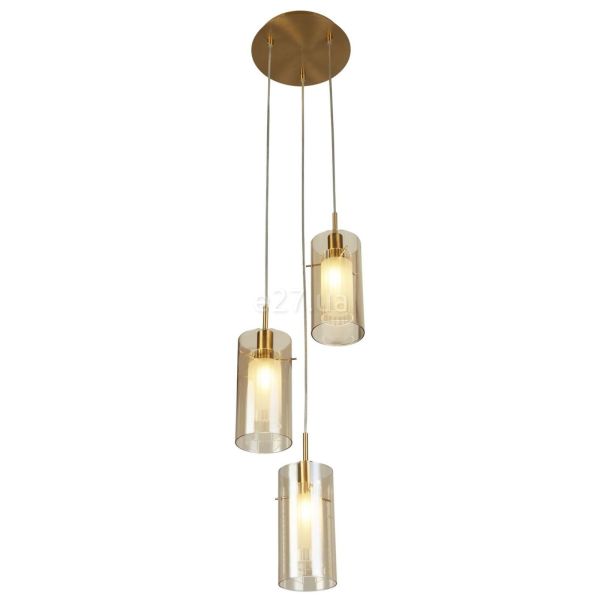 Подвесной светильник Searchlight 2303-3CP Duo 3 3Lt Multi-Drop Pendant - Bronze & Champagne Glass