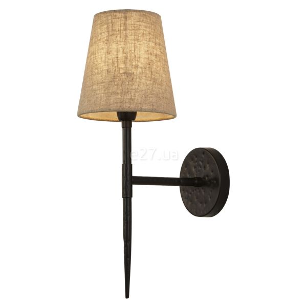 Бра Searchlight 30690-1BK Gothic Wall Light - Hammered Black with Natural Linen Shade