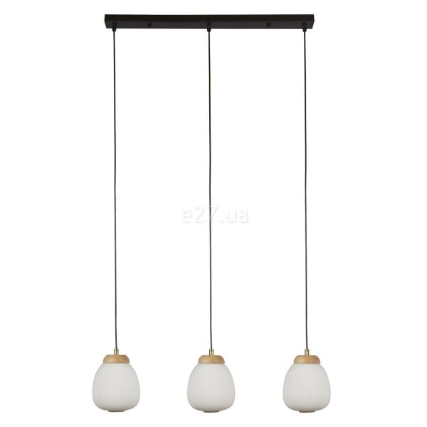 Подвесной светильник Searchlight 31411-3NA Ella 3Lt Pendant - Metal, Black with opal ribbed glass shade