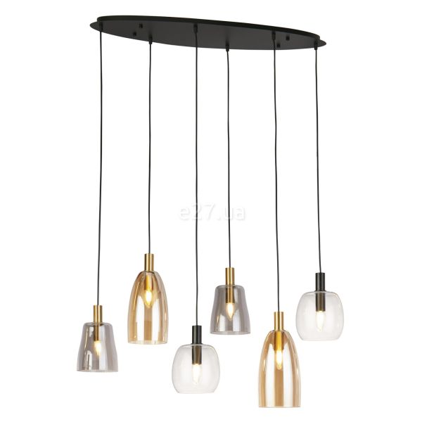 Підвісний світильник Searchlight 36463-6BK Divine 6Lt Multi Drop Pendant - Matt Black with Mixed Glass