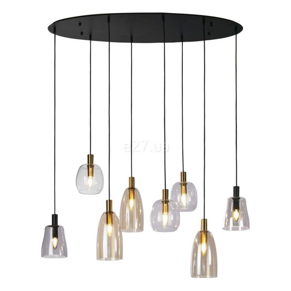 Підвісний світильник Searchlight 36463-8BK Divine 8Lt Multi Drop Pendant - Matt Black with Mixed Glass