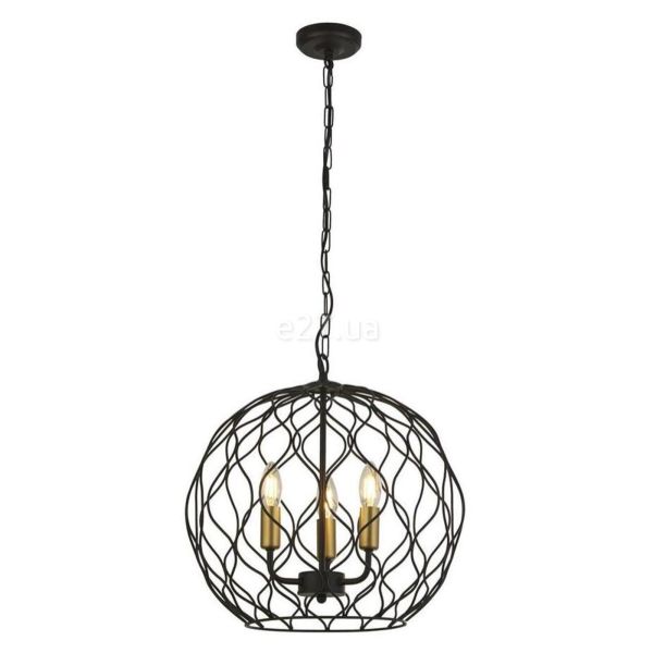 Підвісний світильник Searchlight 4513-3BK Finesse 3Lt Wave Detail Pendant - Black & Gold Lampholder