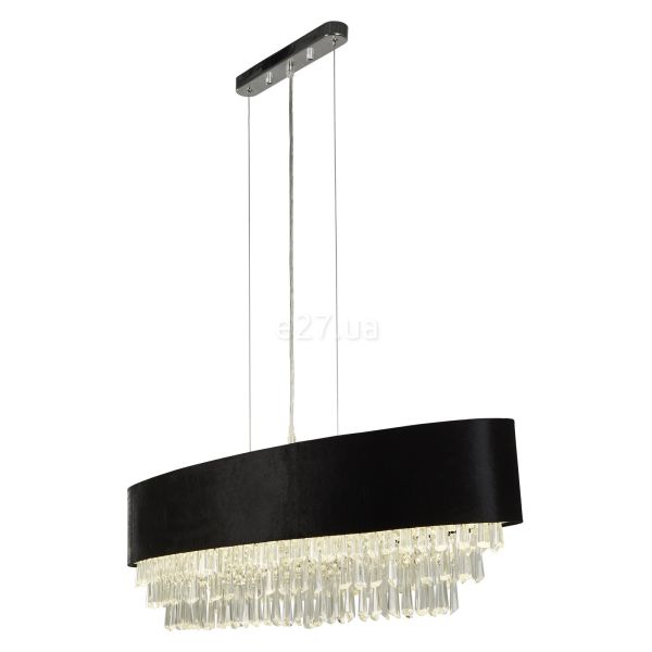 Підвісний світильник Searchlight 50818-8BK Glamour 8Lt Oval Pendant - Black Velvet Shade with Clear Cry