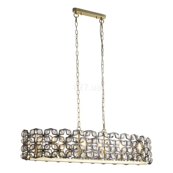 Підвісний світильник Searchlight 59811-6BSB Iris 6Lt Pendant - Brass, Black Metal & Crystal